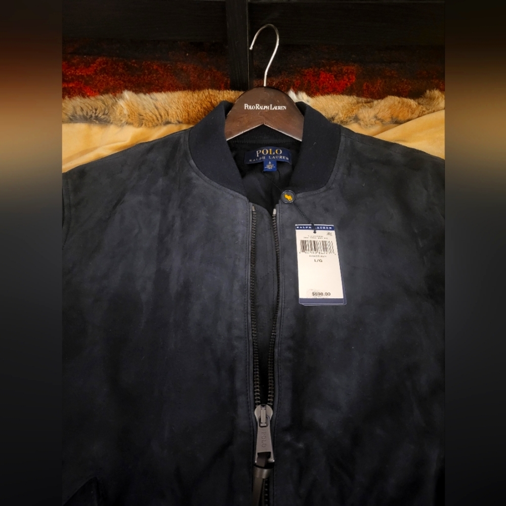 Polo Ralph Lauren $600 Navy Suede Jacket, NWT!